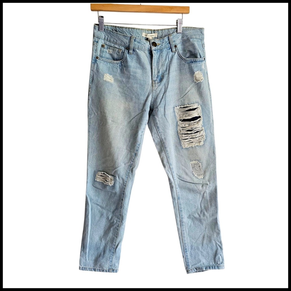 Life in Progress Distressed Denim Jeans Ripped Light Wash Women's Size 28